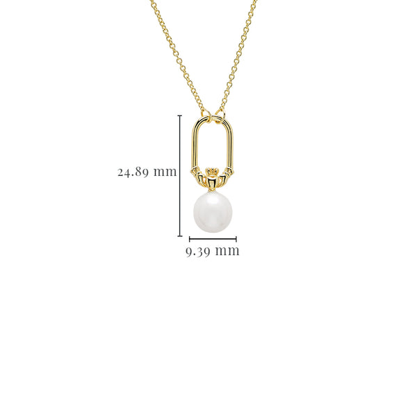 14kt Gold Vermeil Claddagh Pearl Necklace