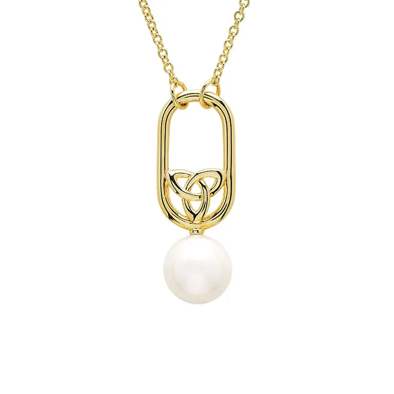 14kt Gold Vermeil Celtic Pearl Necklace