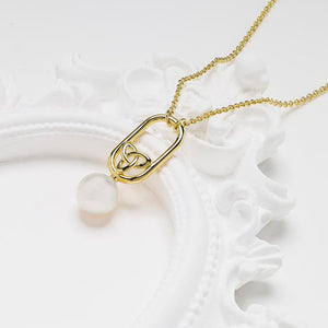 14kt Gold Vermeil Celtic Pearl Necklace