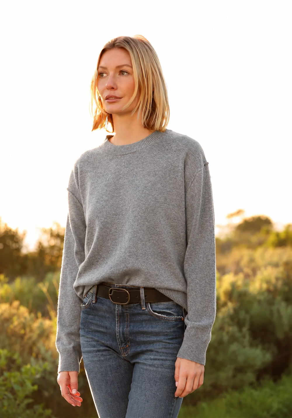 Parker Cashmere Blend Crew Sweater - Melange Heather