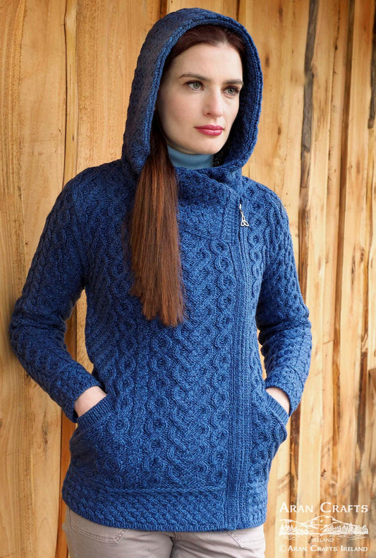 Kilkenny Side Zip Cardigan with Hood - Blue Marl