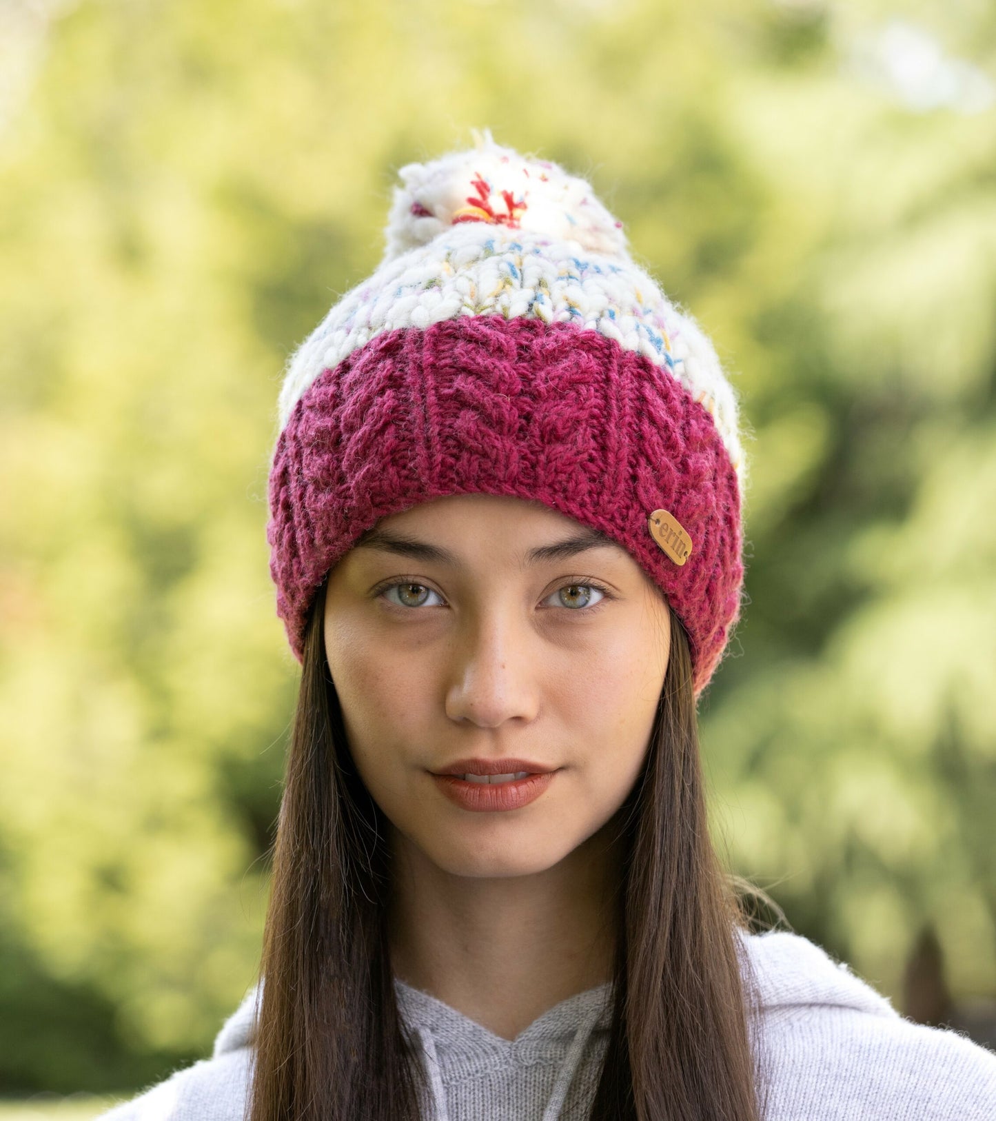 Uneven Wool Bobble Hat - Burnt Red