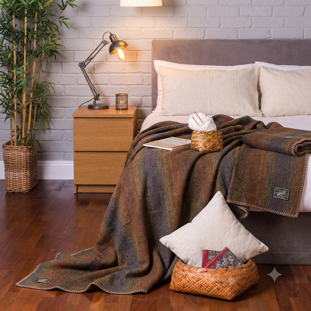 Kerry Blanket Queen 90" x 100" - Taupe Mix