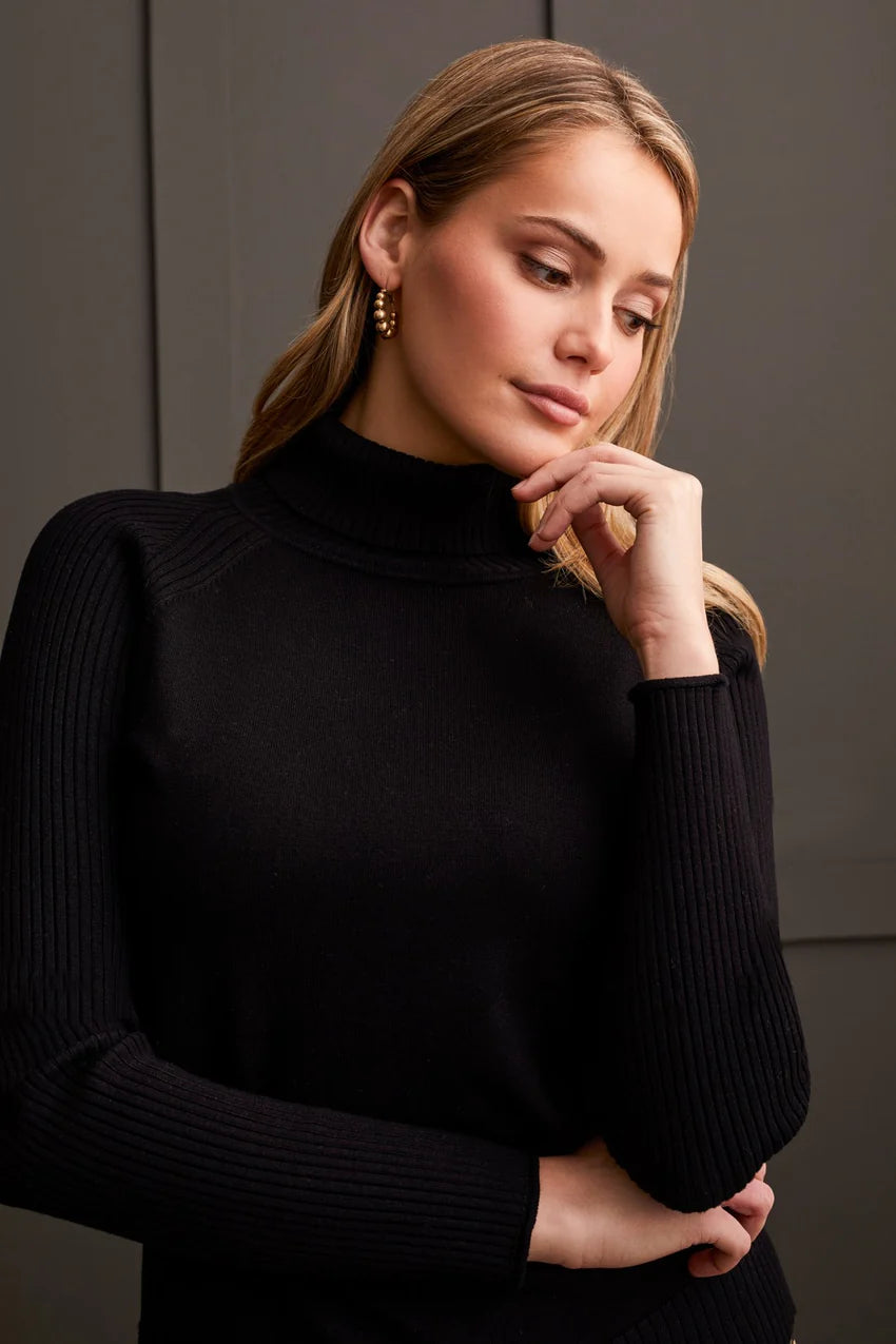 Long Sleeve Turtle Neck Sweater - Black