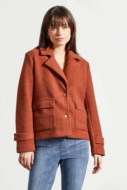 Boiled Wool Peacoat With Side Pockets - Marsala