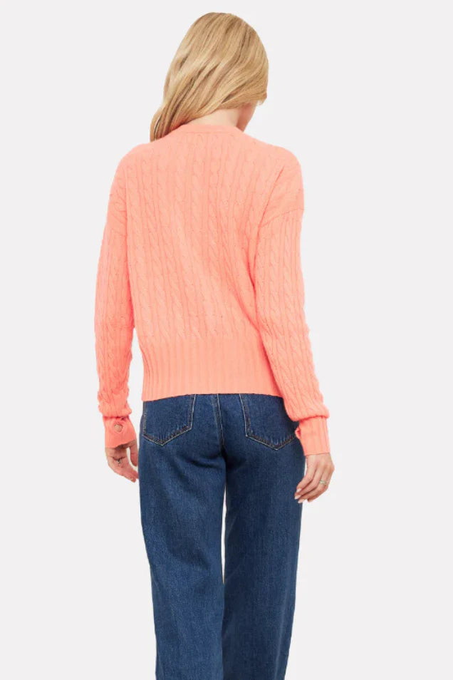 Cathy Cashmere Cable Crew - Coral