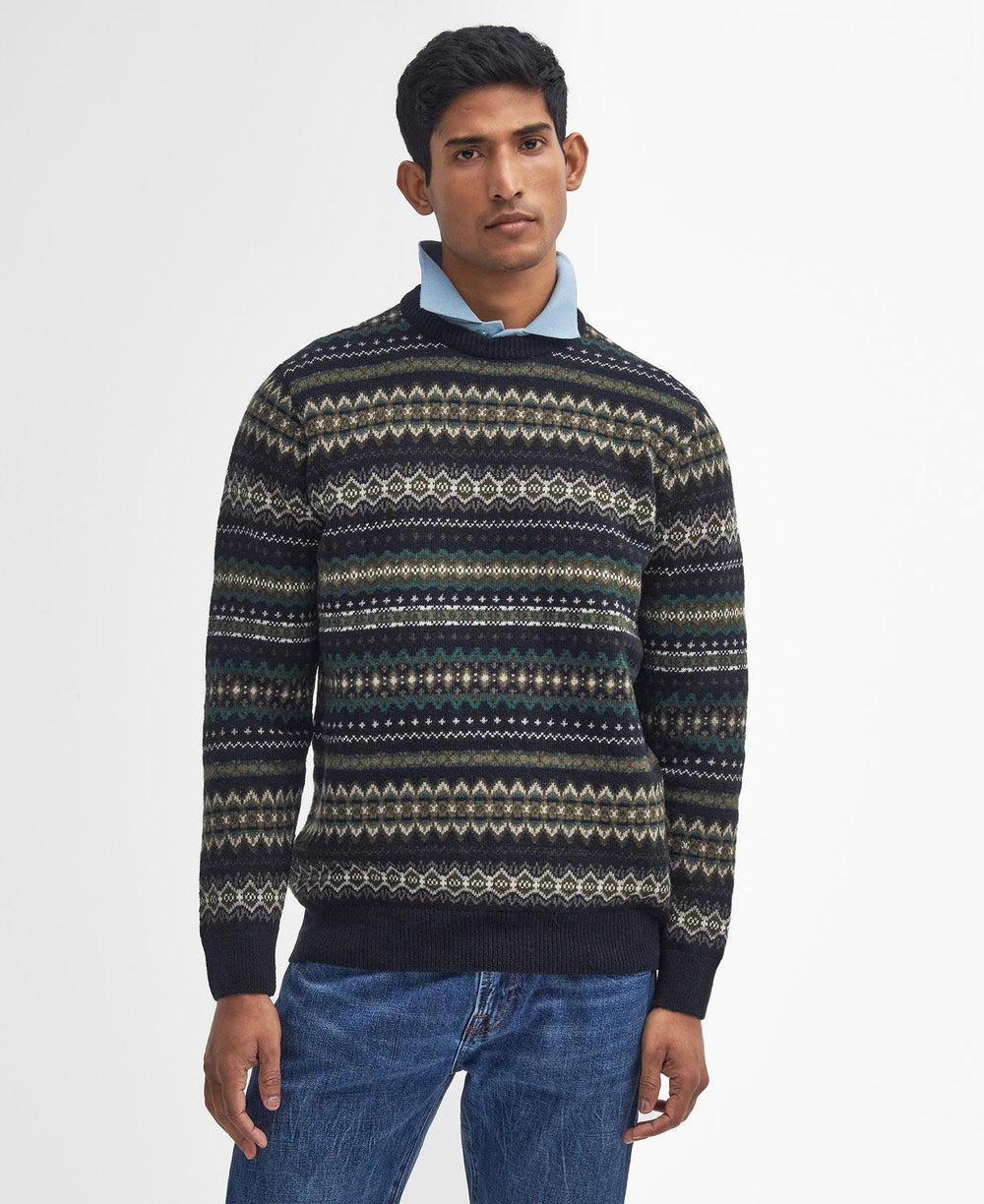 Barbour Case Fairisle Crew Neck - Black Marl
