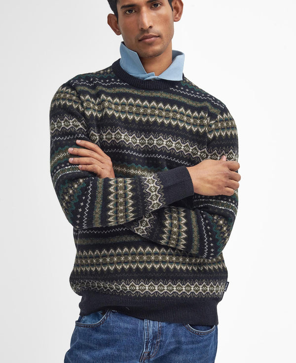 Barbour Case Fairisle Crew Neck - Black Marl