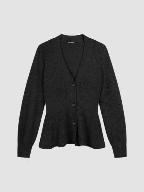 Merino Wool Buttoned Peplum Knit Cardigan - FINAL SALE