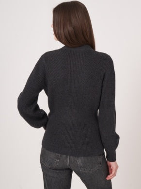 Merino Wool Buttoned Peplum Knit Cardigan - FINAL SALE