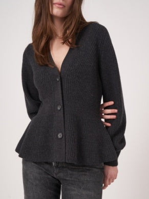 Merino Wool Buttoned Peplum Knit Cardigan - FINAL SALE