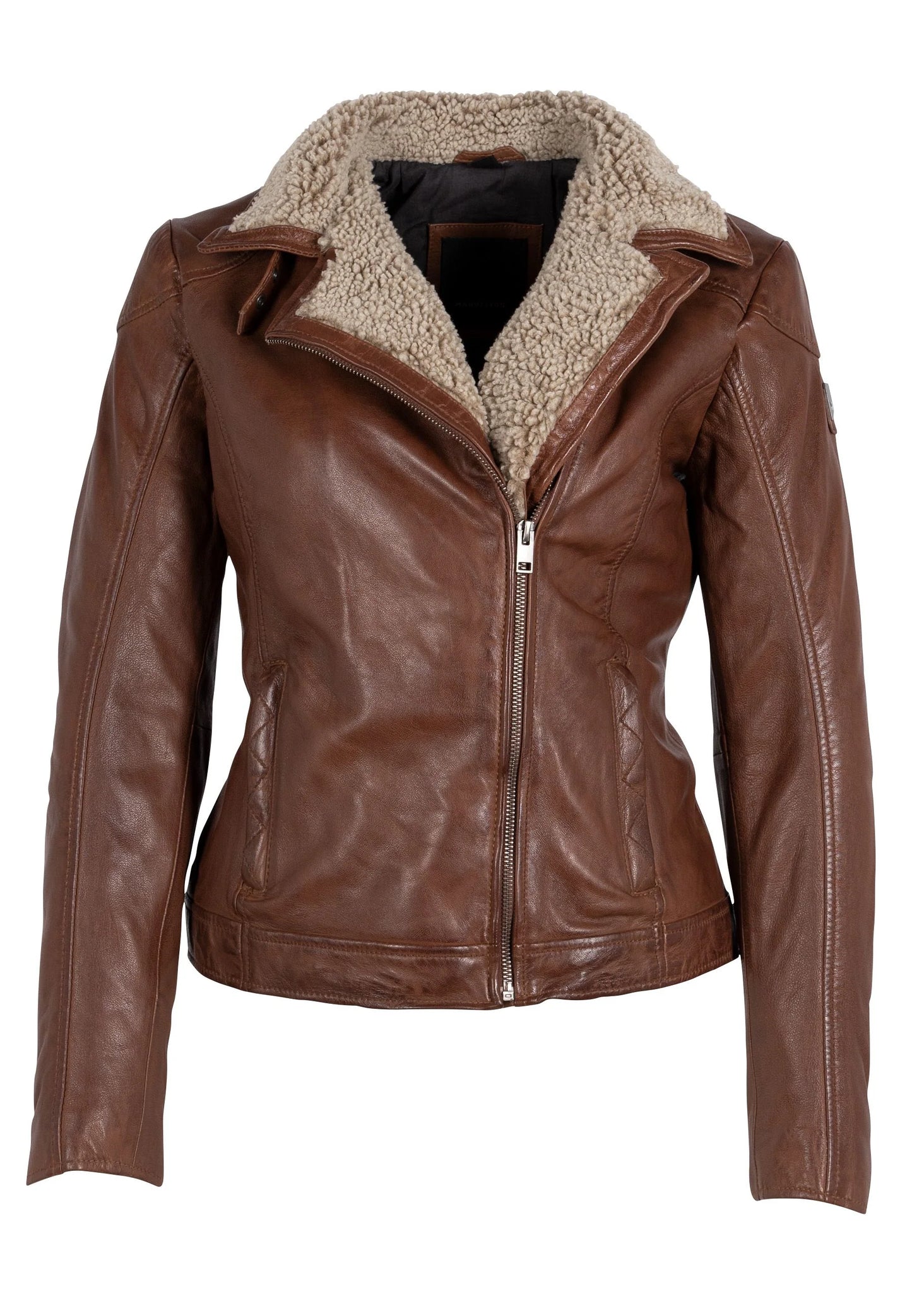 Jenja Lamb Leather Jacket With Teddy Fur Trim