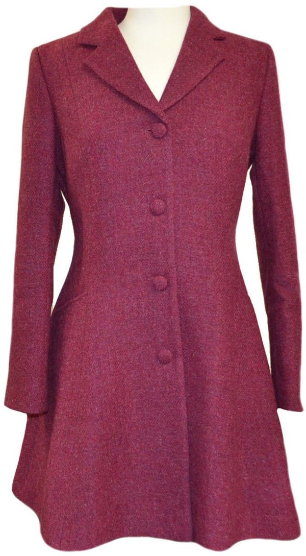 Zoe Harris Tweed Swing Coat - Cerise Herringbone