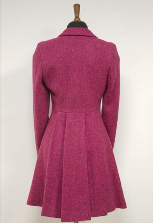 Zoe Harris Tweed Swing Coat - Cerise Herringbone