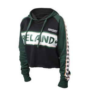 Ladies Green & Black Cropped Hoodie