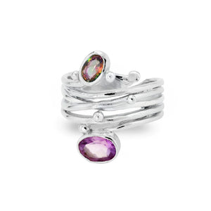 Snake Ring - Mystic Topaz & Amethyst