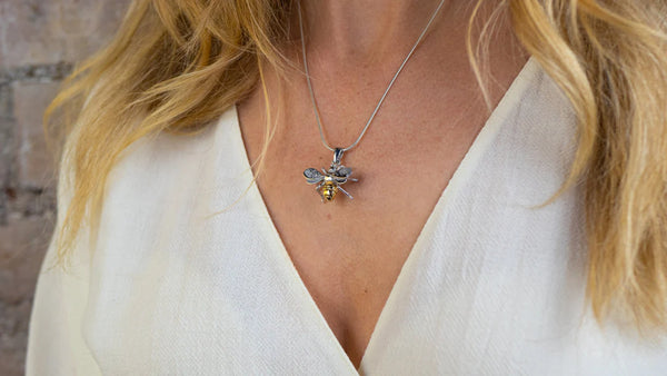 Wildlife Large Bee Pendant - Silver & Gold