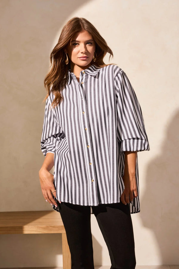 Long Sleeve Button Front Cotton Shirt