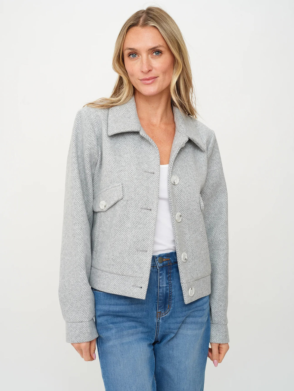 Katrina Herringbone Jacket- Grey