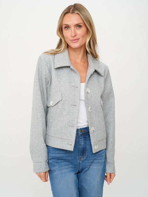 Katrina Herringbone Jacket- Grey