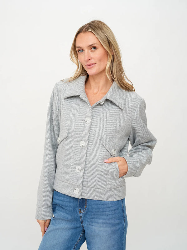 Katrina Herringbone Jacket- Grey