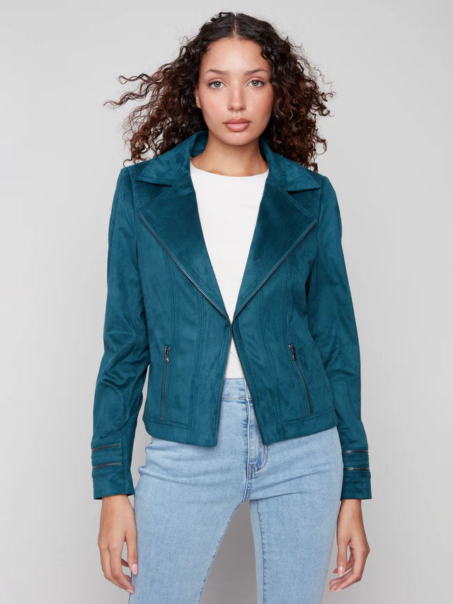 Vintage Faux Suede Jacket -  Evergreen
