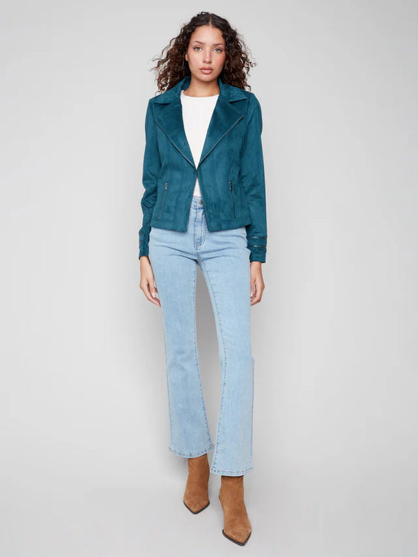 Vintage Faux Suede Jacket -  Evergreen