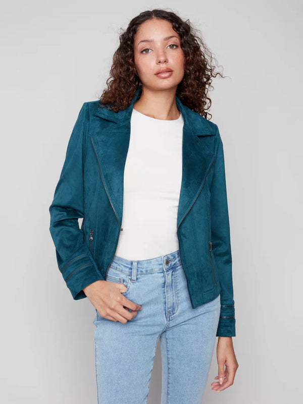 Vintage Faux Suede Jacket -  Evergreen