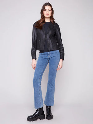 Vintage Faux Leather Jacket - Black