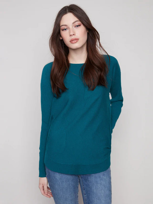 Knit Sweater With Lace Up Cuffs