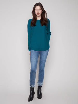 Knit Sweater With Lace Up Cuffs