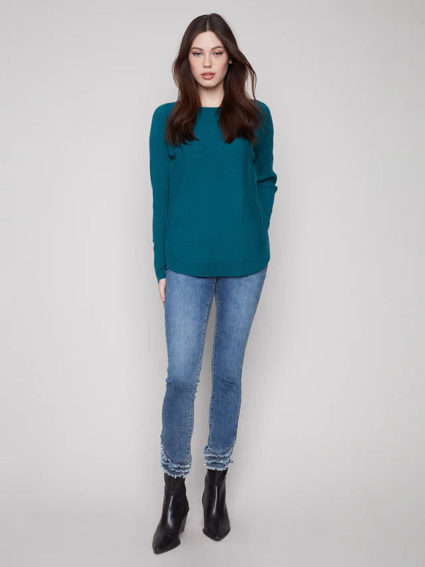 Knit Sweater With Lace Up Cuffs