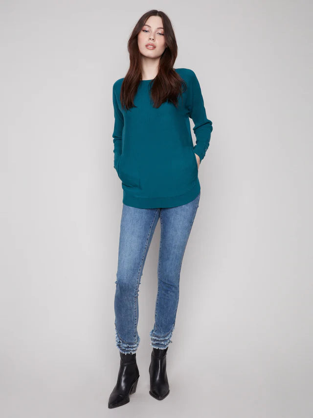 Knit Sweater With Lace Up Cuffs