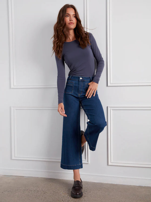 Long Sleeve Crew Neck Interlock Knit Top