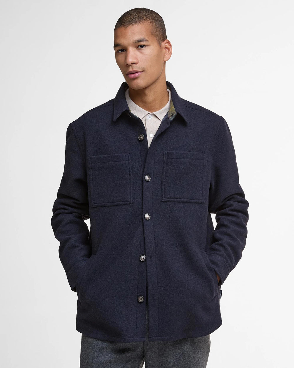 Barbour Marlow Tailored Wool Blend Overshirt - Navy Marl