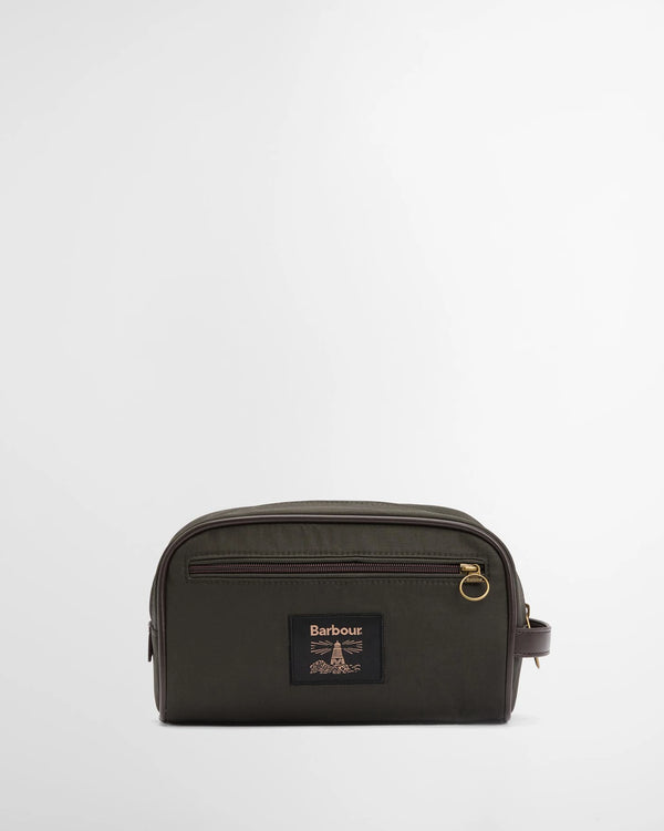 Barbour Wax Washbag - Olive/Beacon