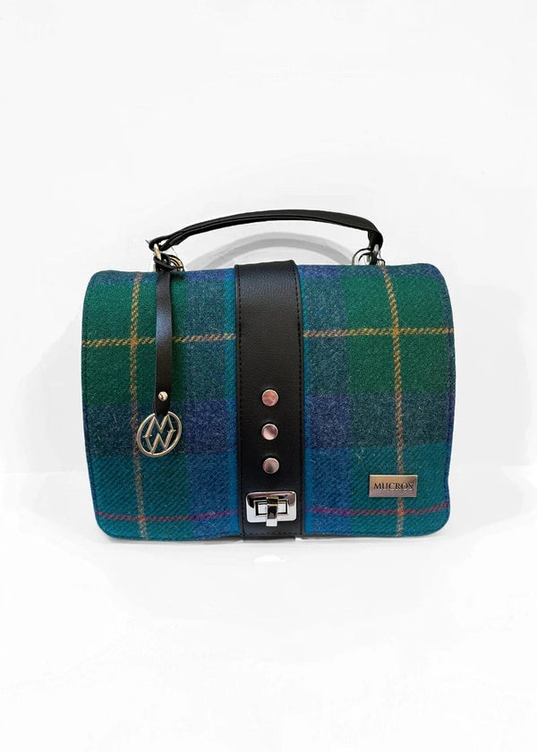 Fiona Irish Tweed Purse - Green & Blue Plaid