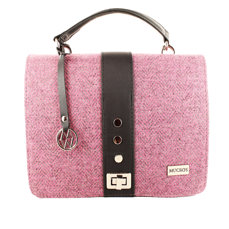 Fiona Irish Tweed Purse - Pink Herringbone