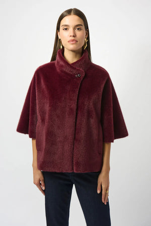 Faux Fur Cape Coat With Pockets