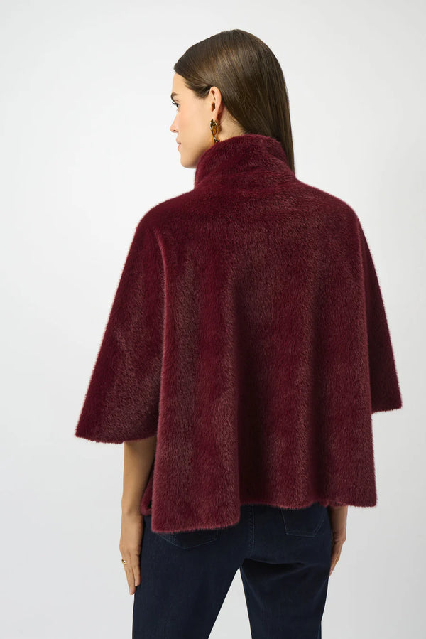 Faux Fur Cape Coat With Pockets
