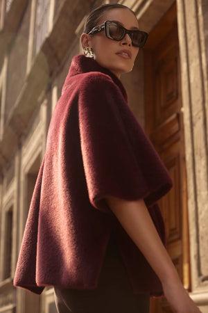 Faux Fur Cape Coat With Pockets