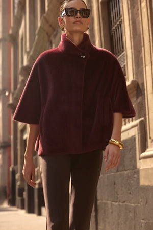 Faux Fur Cape Coat With Pockets