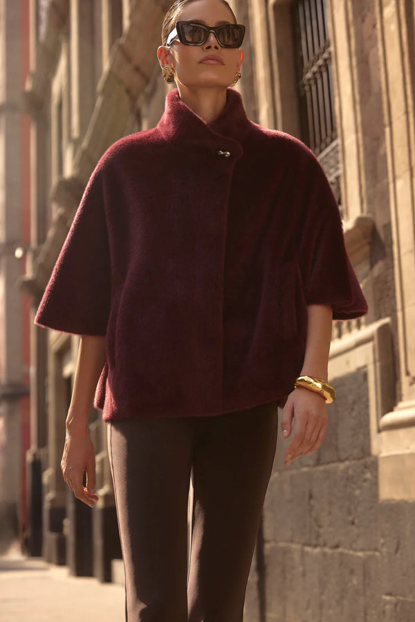 Faux Fur Cape Coat With Pockets