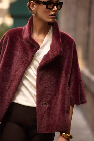 Faux Fur Cape Coat With Pockets