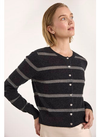 Simone Lurex Stripe Cashmere Cardigan
