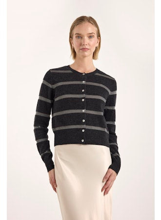 Simone Lurex Stripe Cashmere Cardigan
