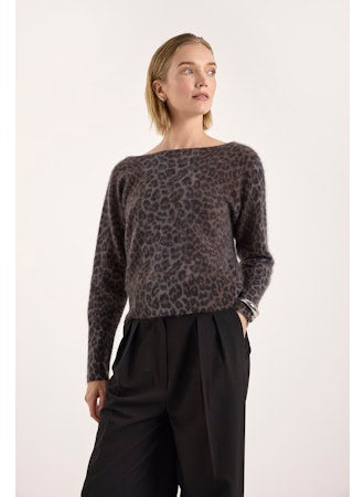 Belle Brushed Leopard Button Back Cardigan