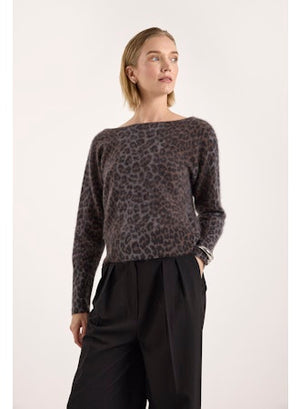 Belle Brushed Leopard Button Back Cardigan