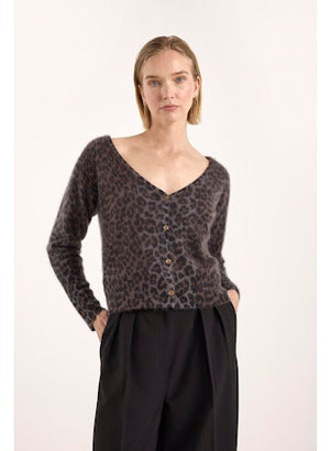 Belle Brushed Leopard Button Back Cardigan