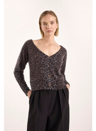 Belle Brushed Leopard Button Back Cardigan